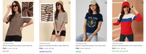 Image of The Dry State Women's T-Shirts upto 87% Discount