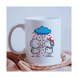The Earth Store Cuddle Series Umbrella Printed Cute Coffee Mug for Loved Ones, Couple 350 ML Ceramic Coffee Mug Gift for Friendhship Day, Valentines Day,Birthday