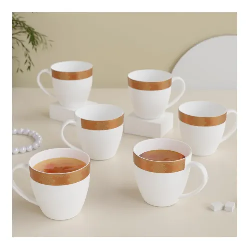 Image of The Earth Store Bone China Tea /Coffee Mugs – Set of 6, 240ml