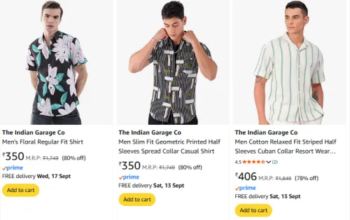 Image of The Indian Garage Co. Men's Casual Shirt at Minimum 70% Discount