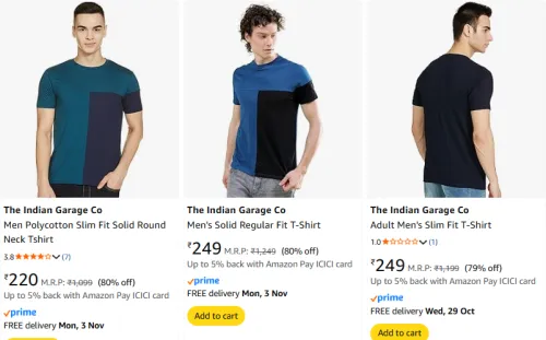 Image of The Indian Garage Co Men's T-shirt Upto 80% Discount