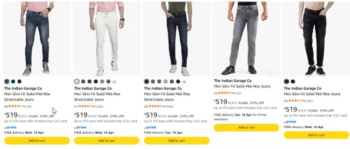 Image of The indian garage co mens jeans at 74% discount 