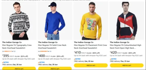 Image of The indian garage co men sweatshirt up to 82% Discount