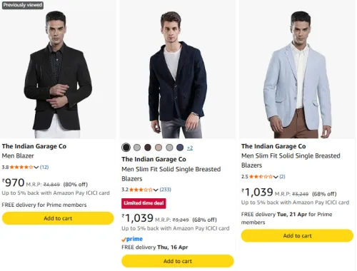 Image of The Indian Garage Co Men's Blazer Upto 80% Discount