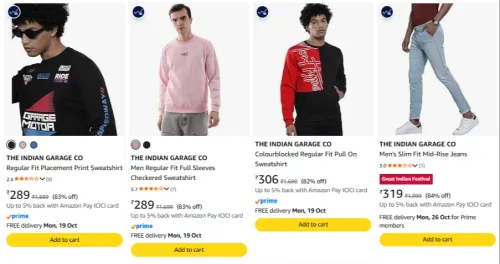 Image of THE INDIAN GARAGE CO Men's Clothing at minimum 80% Discount