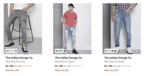 Image of The Indian Garage Co. Men's Jeans upto 80% Discount