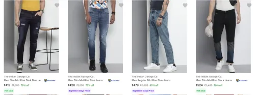 Image of The Indian Garage Co Men's Jeans upto 80% Discount