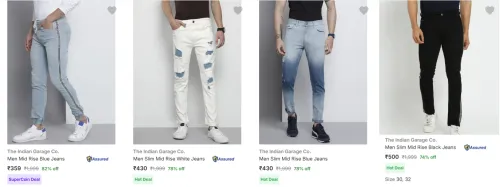 Image of The Indian Garage Co Men's Jeans upto 82% Discount