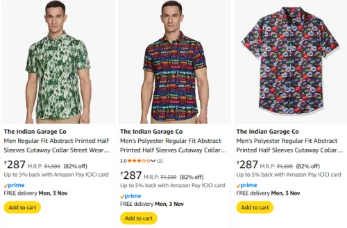 Image of The Indian Garage Co Men's Shirt at Minimum 70% Discount