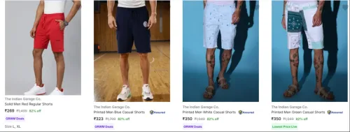 Image of The Indian Garage Co Men's Shorts at minimum 70% Discount