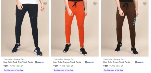 Image of The Indian Garage Co Men's Track Pants upto 82% Discount