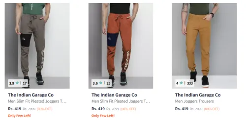 Image of The Indian Garage Co. Men's Trousers at minimum 80% Discount