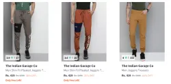 The Indian Garage Co. Mens Trousers at minimum 80% Discount