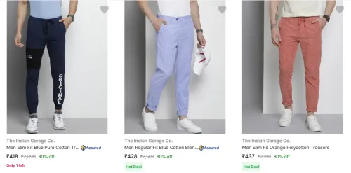 Image of The Indian Garage Co Men's Trousers upto 80% Discount