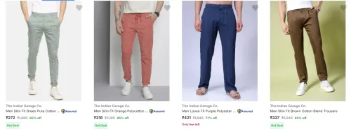 Image of The Indian Garage Co Men's Trousers upto 85% Discount