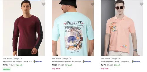 Image of The Indian Garage Co Men's T Shirts at minimum 71% Discount
