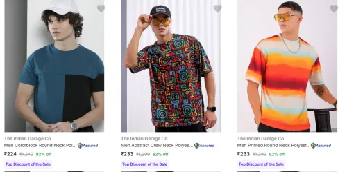 Image of The Indian Garage Co Men's T-Shirts upto 82% Discount