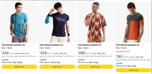 Image of The Indian Garage Co. men's Tshirts upto 84% discount 