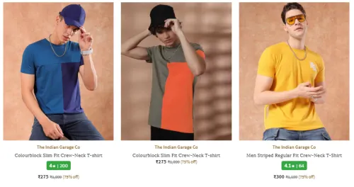 Image of The Indian Garage Co Brand Men's T-shirt @ Flat 75% Discount