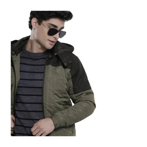 Image of The Indian Garage Co Men Slim Fit Solid Puffer Jackets