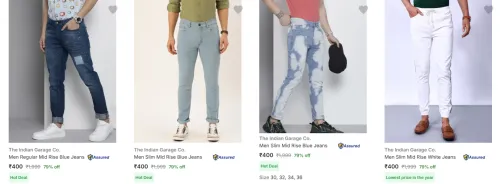 Image of The Indian Garage Co Men's Jeans at minimum 71% Discount