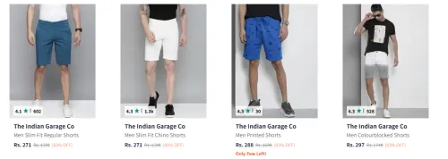 Image of The Indian Garage Co Men's Shorts at minimum 80% Discount