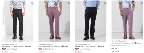 Image of The Indian Garage Co. Men's Trousers at minimum 77% Discount
