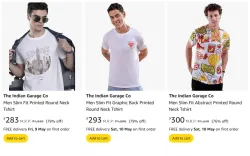 The Indian Garage Co Mens T-shirt Minimum 70% Discount