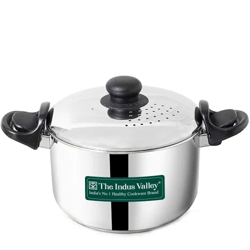 Image of The Indus Valley Stainless Steel 2.5ltr Strainer Pot/Rice Pot for Noodles, Pasta, Corn, SOYA, Vegetables & Rice | Induct