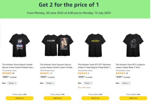 Image of The Korhean Store Printed Crew t-Shirts Get 2 for the price of 1