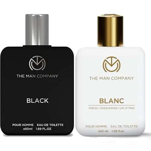 Image of The Man Company Men Blanc Edt (50Ml) & Black Edt (50Ml) Elegant Liquid Perfume Gift Set | Premium Long-asting Eau De Toi