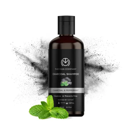 Image of The Man Company Charcoal Shampoo For Oily Scalp To Eliminate Dandruff, Improve Hair Growth with Peppermint & Clove | Hea