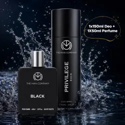 THE MAN COMPANY Black & Bold Perfume Duo - 150 ml, 50 ml Body Spray - For Men (200 ml, Pack of 2)