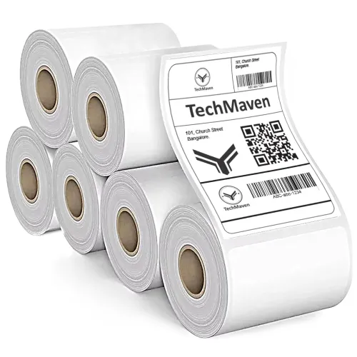 Image of Thermal Printer Label 4x6 100x150mm Shipping Sticker 2400 Labels 6 Rolls