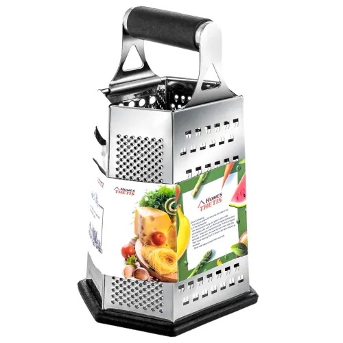 Image of THETIS Homes 6-Side Box Grater - 9 Inch Stainless Steel Graters with Rubber Handle, Non Slip Rubber Bottom for Vegetable