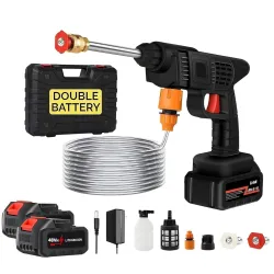 THINKWORK Cordless Portable Wireless Pressure Washer Gun 48V 12000mah (Double_Battery)
