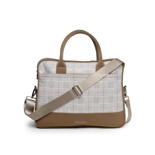 Image of Thomas Scott Men Checked PU Laptop Bag
