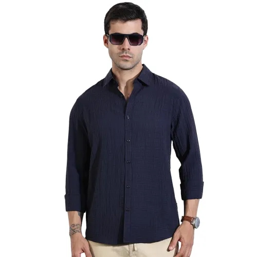 Image of Thomas Scott Men Polyester Full Sleeve Casual Shirt