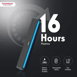 Thomson AlphaBeat25 | 2000 mAh Battery I Portable I RGB Light 25 W Bluetooth Soundbar (Black, 2.0 Channel).