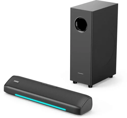 Image of Thomson AlphaBeat60 | Remote Control EQ modes I Designed for powerful performance 60 W Bluetooth Soundbar (Black, 2.1 Ch