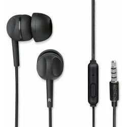 Thomson Wired Earphones, in-Ear with omnidirectional Microphone, Silicone Ear Pads, Noise Cancellation, Stereo Earphones with 3.5mm Audio Jack Plug- Black