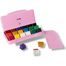 THOOVI - HIMI Gouache Paint Set, 18 Colours, 30 ml Jelly Cups, With Palette, Non Toxic for Paper and Canvas, For Profess
