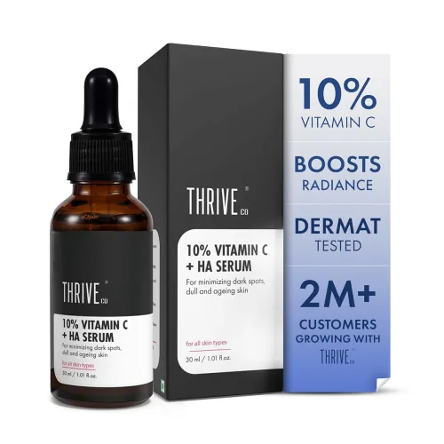 Image of ThriveCo 10% Vitamin C Face Serum | Brightens Skin & Helps Reduce Dark Spots | With 33 kDa + 5 kDa Hyaluronic Acid | Boo