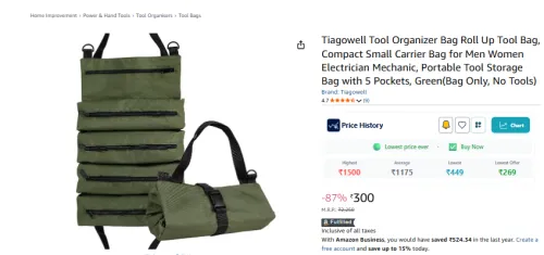 Image of Tiagowell Tool Organizer Bag Roll Up Tool Bag