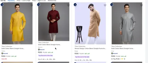 Image of Tibra Collection Men's Kurtas at minimum 84% Discount