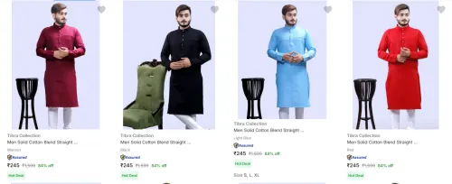 Image of Tibra Collection Men's Kurtas at minimum 84% Discount