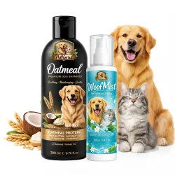 Tick & Flea Dog Shampoo 200ml + WoofMist Pet Perfume Spray 100ml Combo | Anti Tick Cleansing Shampoo with Tea Tree Lemon Aloe & Long Lasting Fresh Fragrance Spray | Dog & Cat Grooming Kit