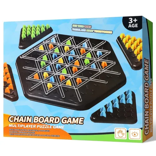 Image of Tickles Chain Triangle Chess Board Game | Family Night Travel Party Game for Kids & Adults, 2 to 4 Players (Ages: 3+ Yea