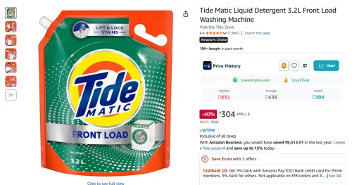 Image of Tide Matic 3.2L Front Load Detergent