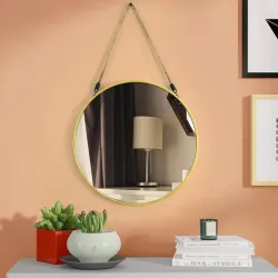 TIED RIBBONS Framed Round Wall Mirror for Bathroom Wall Mounted Hanging Mirror